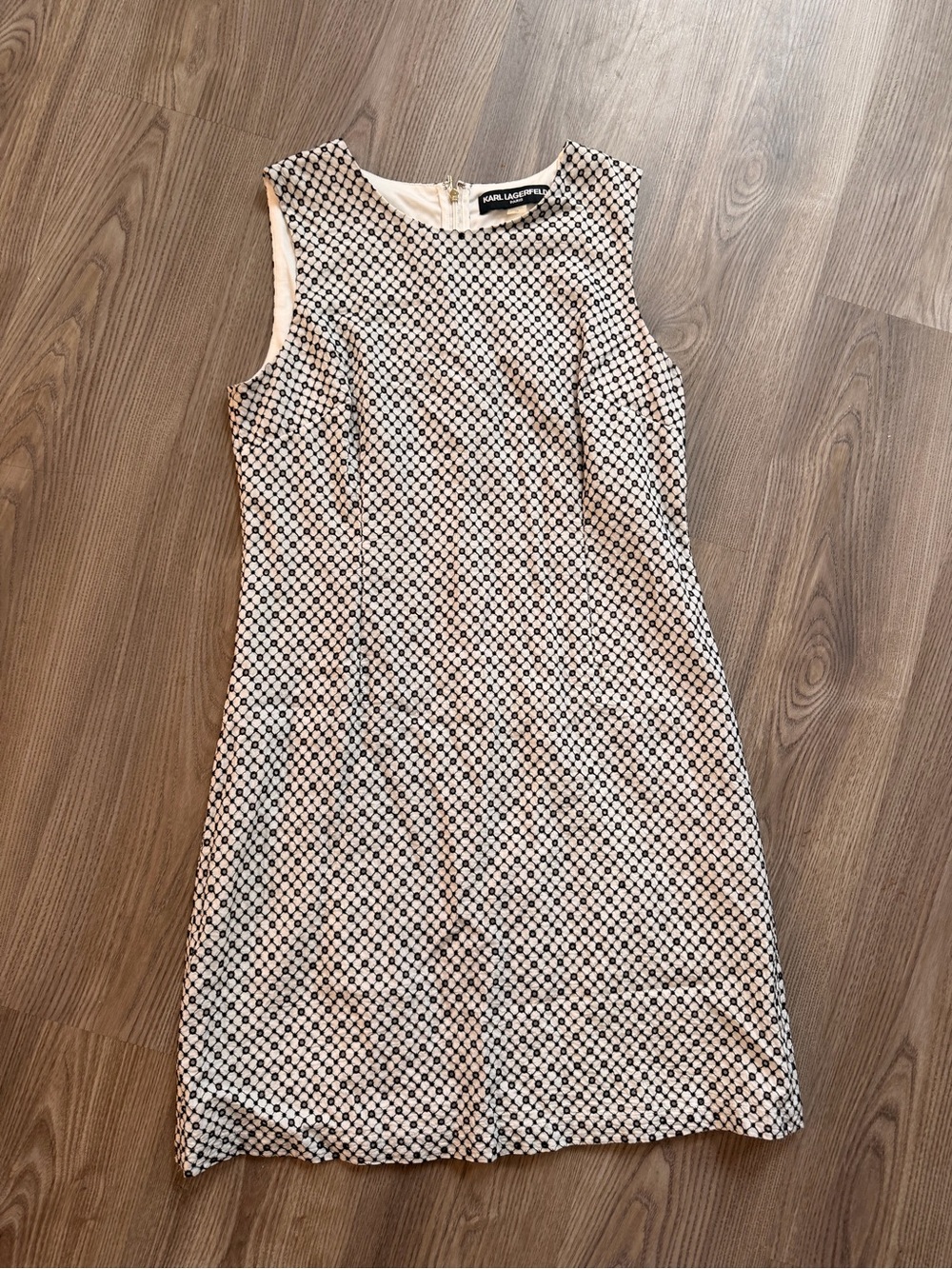 KARL LAGERFELD Geometric Mini Dress in Pink & Black Size 10 Like New